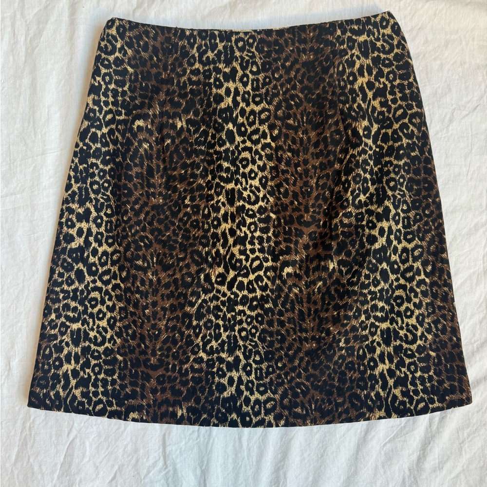 Brown and black leopard print mini skirt